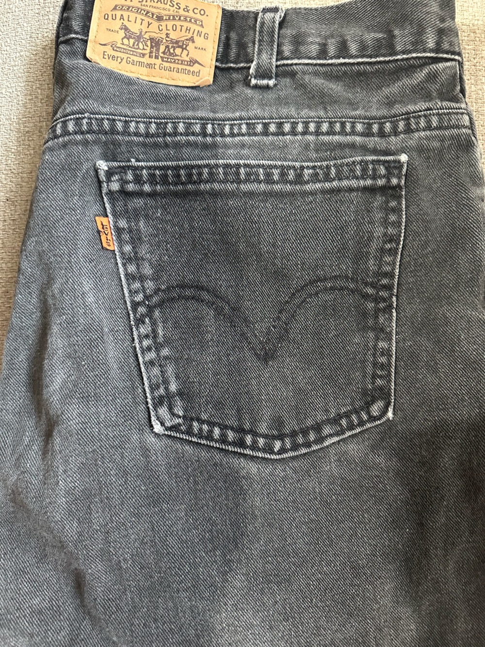 Vintage Levi’s 514 Orange Tab Black Jeans Made in Canada 36x32